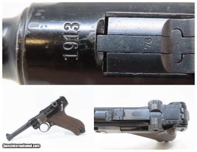 1913 Dated WORLD WAR I Era DWM German LUGER P.08 9mm Semi-Auto PISTOL C&R
GERMAN MILITARY ARM w/BRITISH CAPTURE Proof Marks