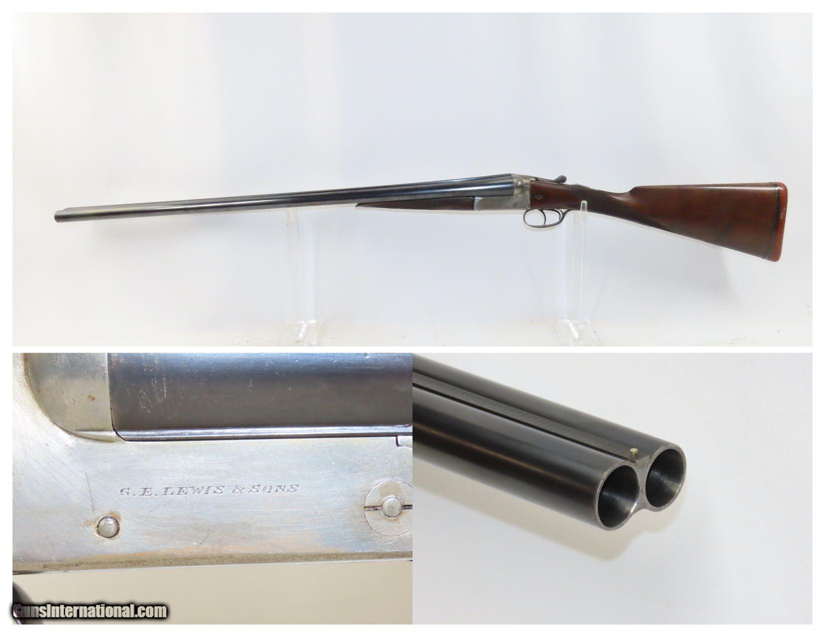 G.E. LEWIS & SONS Double Barrel Side x Side HAMMERLESS Boxlock Shotgun ...