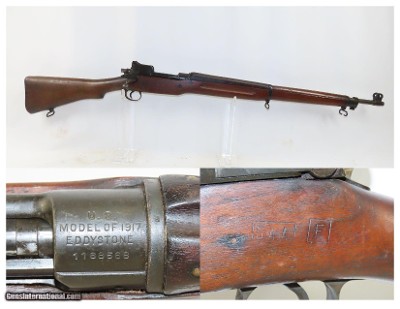 WORLD WAR I Era U.S. EDDYSTONE Model 1917 Bolt Action C&R MILITARY Rifle
1918 Manufactured & FLAMING BOMB Marked