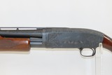 c1954 mfr. WINCHESTER Model 12 PUMP ACTION 20 Gauge Hammerless Shotgun C&RGAME SCENE ENGRAVED with CARVED STOCK - 3 of 20