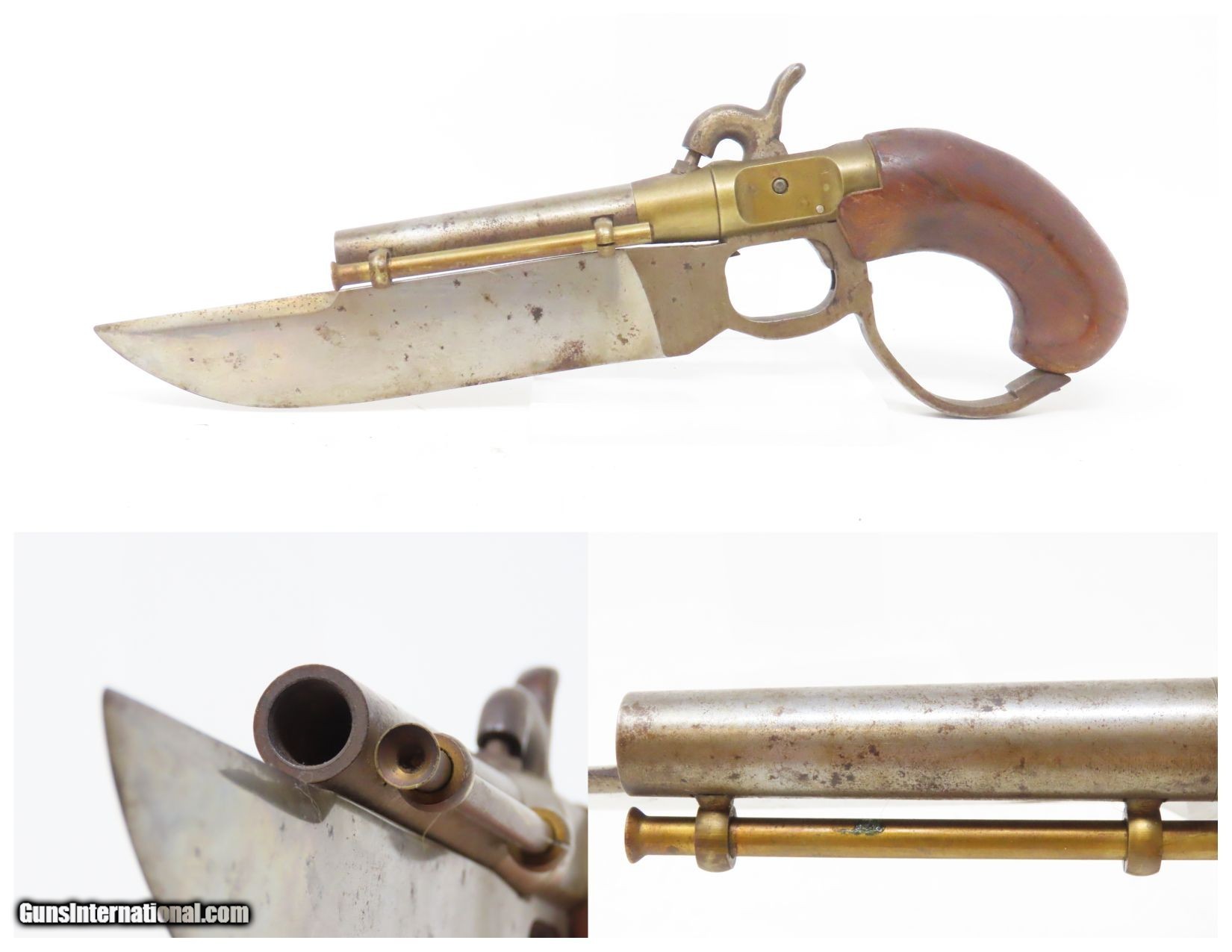 PISTOL/CUTLASS .44 Cal. Percussion ELGIN Type Single Shot Pistol with