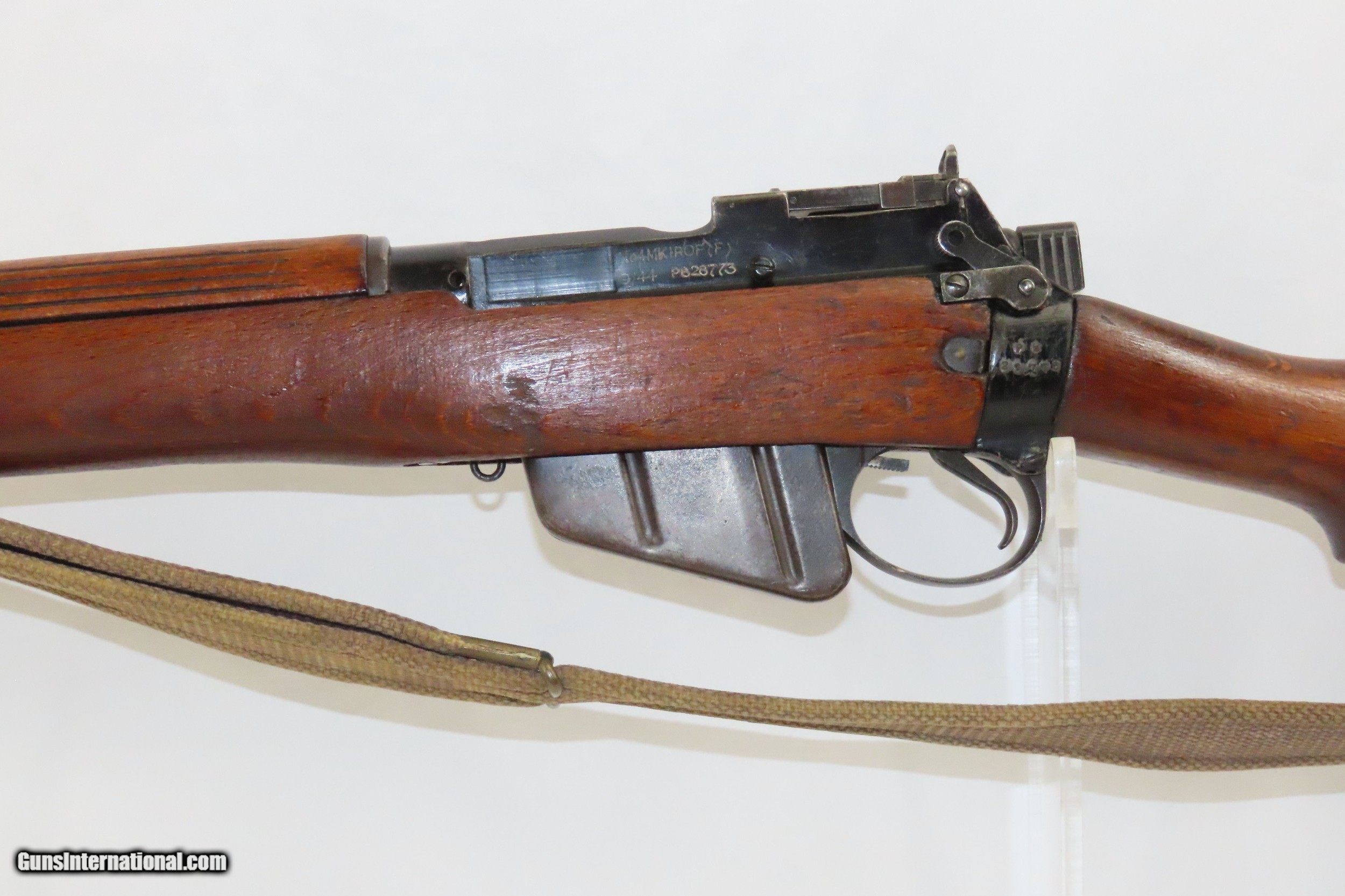 1944 Dated WORLD WAR II Era FAZAKERLEY Enfield No. 4 Mk1 C&R MILITARY Rifle  Primary INFANTRY Weapon w/BAYONET, SHEATH, &SLING