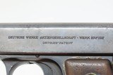 Post-WW I Deutsche Werke ORTGIES 6.35x16mm Hammerless SEMI-AUTO Pistol C&RType Pistol Given to EVA BRAUN by the Führer - 7 of 22