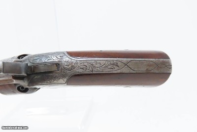 VERY RARE Engraved Antique JAMES WARNER .28 Cal. Percussion Pocket Revolver 1860s Pocket Pistol; 1 of less than 1,000 Made - Image 6 of 17