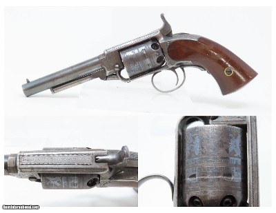 VERY RARE Engraved Antique JAMES WARNER .28 Cal. Percussion Pocket Revolver 1860s Pocket Pistol; 1 of less than 1,000 Made