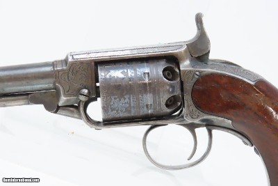 VERY RARE Engraved Antique JAMES WARNER .28 Cal. Percussion Pocket Revolver 1860s Pocket Pistol; 1 of less than 1,000 Made - Image 4 of 17