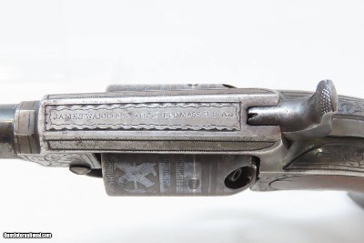VERY RARE Engraved Antique JAMES WARNER .28 Cal. Percussion Pocket Revolver 1860s Pocket Pistol; 1 of less than 1,000 Made - Image 7 of 17
