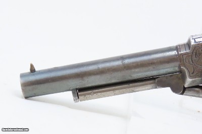 VERY RARE Engraved Antique JAMES WARNER .28 Cal. Percussion Pocket Revolver 1860s Pocket Pistol; 1 of less than 1,000 Made - Image 5 of 17