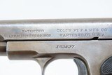 COLT Model 1903 POCKET HAMMERLESS .32 ACP Caliber Semi-Automatic C&R PISTOL WORLD WAR I Era Self Defense POCKET Pistol - 7 of 19