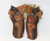 BRACE of Antique COLT SAA in .45 LC w/ S.D. MYRES El Paso HOLSTER RIG Belt
Pair of Single Action Army Revolvers & Extra Cylinders - 2 of 25