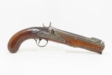 SPRING-BAYONET Flintlock COACH Pistol by GOODWIN & Co. ENGRAVED Antique .70 BRASS BARREL British PERCUSSION Pistol - 2 of 17