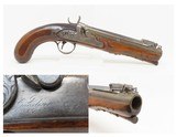 SPRING-BAYONET Flintlock COACH Pistol by GOODWIN & Co. ENGRAVED Antique .70 BRASS BARREL British PERCUSSION Pistol - 1 of 17