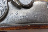 SPRING-BAYONET Flintlock COACH Pistol by GOODWIN & Co. ENGRAVED Antique .70 BRASS BARREL British PERCUSSION Pistol - 6 of 17