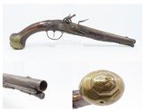 18th Century GERMANIC FLINTLOCK Belt Pistol 65 Caliber Antique Carved Stock GROTESQUE MASK POMMEL, BRASS HARDWARE - 1 of 16