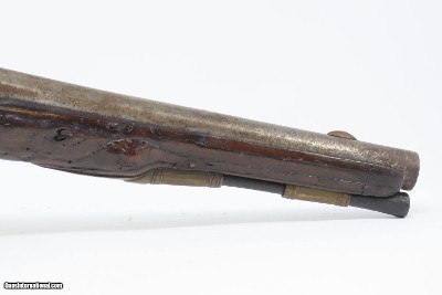 18th Century GERMANIC FLINTLOCK Belt Pistol 65 Caliber Antique Carved Stock GROTESQUE MASK POMMEL, BRASS HARDWARE - Image 5 of 16