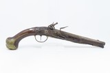 18th Century GERMANIC FLINTLOCK Belt Pistol 65 Caliber Antique Carved Stock GROTESQUE MASK POMMEL, BRASS HARDWARE - 2 of 16