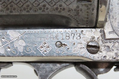 ENGRAVED Antique MERWIN & HULBERT Double Action Revolver .44-40 WINCHESTERBISON Panel Scene Engraved CALIBRE WINCHESTER 1873 - Image 6 of 19
