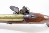 Antique SHARPE of LONDON Brass Barrel .55 Cal Flintlock INDIAN TRADE Pistol British with Birmingham Proofs & Lightly Engraved - 9 of 17