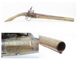 Balkan RAT-TAIL Flintlock MIQUELET .62 Caliber PISTOL Greece Bosnia Albania Circa 1750-1800 ENGRAVED All Metal Flintlock Pistol - 1 of 18