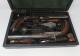 Antique CASED PAIR of ENGRAVED Belgian Percussion Pistols Fitted Case Engraved Locks & Hardware, Carved Stocks - 4 of 25