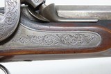 Antique CASED PAIR of ENGRAVED Belgian Percussion Pistols Fitted Case Engraved Locks & Hardware, Carved Stocks - 10 of 25