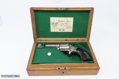 1884 CASED Antique COLT “NEW HOUSE” Model .38 Caliber SPUR TRIGGER Revolver Etched Panel LONDON RETAILER MARKED Watson & Hancock - Image 2 of 21