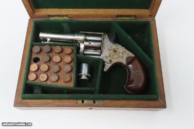 CASED & ENGRAVED Antique COLT CLOVERLEAF .41 Cal. RF SPUR TRIGGER RevolverFIRST YEAR “Jim Fisk” Model Made in 1871 - Image 3 of 19