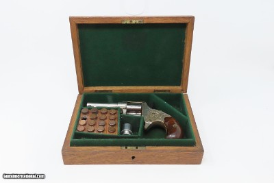 CASED & ENGRAVED Antique COLT CLOVERLEAF .41 Cal. RF SPUR TRIGGER RevolverFIRST YEAR “Jim Fisk” Model Made in 1871 - Image 2 of 19