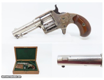 CASED & ENGRAVED Antique COLT CLOVERLEAF .41 Cal. RF SPUR TRIGGER Revolver
FIRST YEAR “Jim Fisk” Model Made in 1871