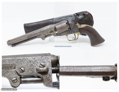 ENGRAVED Antique CIVIL WAR COLT Model 1849 POCKET .31 Caliber PER. Revolver Handy WILD WEST SIX-SHOOTER Made In 1861 w/HOLSTER