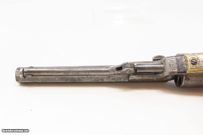 ENGRAVED Antique CIVIL WAR COLT Model 1849 POCKET .31 Caliber PER. Revolver Handy WILD WEST SIX-SHOOTER Made In 1861 w/HOLSTER - Image 18 of 22