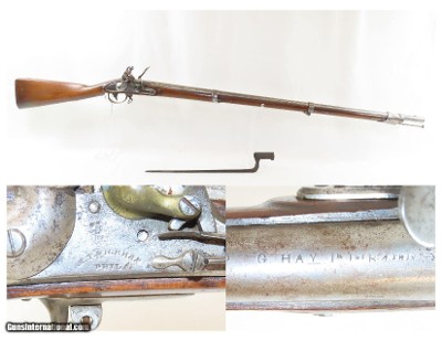 PA STATE MILITIA Antique MARINE WICKHAM Model 1816 FLINTLOCK MUSKET Contract Smoothbore Made in 1820 with BAYONET