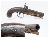 c1850s DERINGER Type POCKET Pistol .45 Caliber Percussion ENGRAVED Antique Gold Rush Lincoln Civil War Riverboat Gambler - 1 of 18