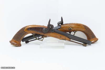 RIO DE JANEIRO BR Antique BRACE of BELGIAN Pistols .54 Matched c1855 Laport BRAZIALIAN RETAILER MARKED BELT Pistols - Image 2 of 25