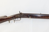 c1840s EVANSVILLE INDIANA Antique LONG RIFLE by CHARLES KELLER .44 StripedGame Scene Engraved Lock; Hand-Painted Stock - 3 of 19