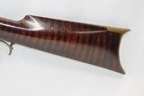 c1840s EVANSVILLE INDIANA Antique LONG RIFLE by CHARLES KELLER .44 StripedGame Scene Engraved Lock; Hand-Painted Stock - 15 of 19