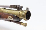 Irish Flintlock COACH Pistol SNAP BAYONET MONK ENGRAVED Brass Antique 1700s Brass Blunderbuss Flintlock Pistol - 7 of 18