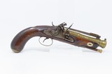 Irish Flintlock COACH Pistol SNAP BAYONET MONK ENGRAVED Brass Antique 1700s Brass Blunderbuss Flintlock Pistol - 2 of 18