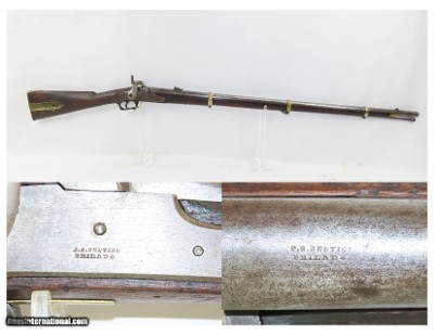 Rare CIVIL WAR Antique P.S. JUSTICE .69 Rifle-Musket c1861 Philadelphia PA
Brass Mounted with Patchbox Stock, Recurve Trigger Guard
