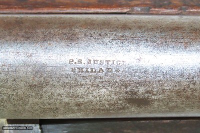 Rare CIVIL WAR Antique P.S. JUSTICE .69 Rifle-Musket c1861 Philadelphia PABrass Mounted with Patchbox Stock, Recurve Trigger Guard - Image 9 of 18