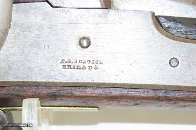 Rare CIVIL WAR Antique P.S. JUSTICE .69 Rifle-Musket c1861 Philadelphia PABrass Mounted with Patchbox Stock, Recurve Trigger Guard - Image 6 of 18