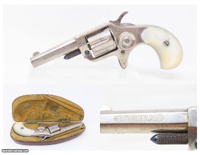 PIPE CASE COLT “New Line” .22 Revolver LONDON 7-Shot Hideout Nickel Antique With Mother of Pearl Grips!