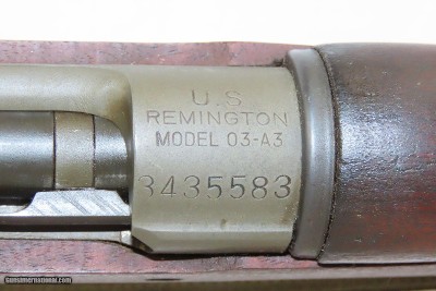 c1943 WORLD WAR II Remington M1903A3 BOLT ACTION .30-06 Springfield WW2 C&R Made in 1943 with CANVAS SLING - Image 8 of 19