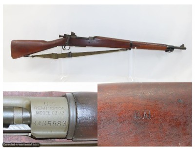 c1943 WORLD WAR II Remington M1903A3 BOLT ACTION .30-06 Springfield WW2 C&R Made in 1943 with CANVAS SLING