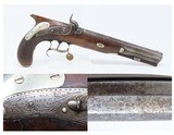 Pistol by HENRY VAN WART .52 Washington Irving Tarrytown NY DUELING Antique Saw Handle, German Silver, Engraved, England