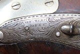 Pistol by HENRY VAN WART .52 Washington Irving Tarrytown NY DUELING Antique Saw-Handle, German Silver, Engraved, England - 6 of 19