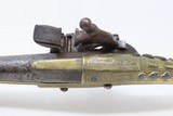 c1800 BALKANS All-Metal FLINTLOCK FIGHTING PISTOL .61 Greece Bosnia Albania Ornate, Engraved Brass & Iron Miquelet Sidearm! - 10 of 18