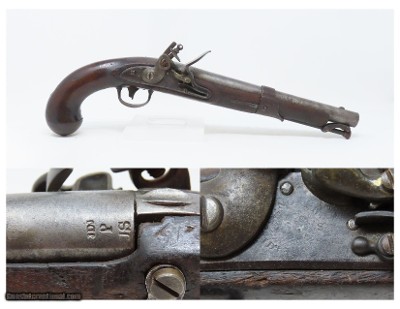 1822 SIMEON NORTH U.S. CONTRACT Model 1819 .54 Caliber FLINTLOCK Pistol Antique 1822 DATED Early American Army & Navy Sidearm