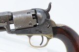 c1856 mfr GUSTAVE YOUNG Engraved COLT Model 1849 .31 Revolver Cased Antique BRASS MOLD, ELEY CAP TIN, & SILVER EAGLE FLASK - 7 of 24