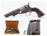 c1856 mfr GUSTAVE YOUNG Engraved COLT Model 1849 .31 Revolver Cased Antique BRASS MOLD, ELEY CAP TIN, & SILVER EAGLE FLASK